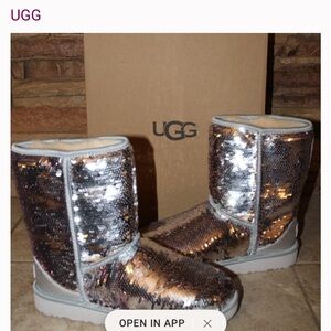 UGG Sparkling Silver Sequin Boots